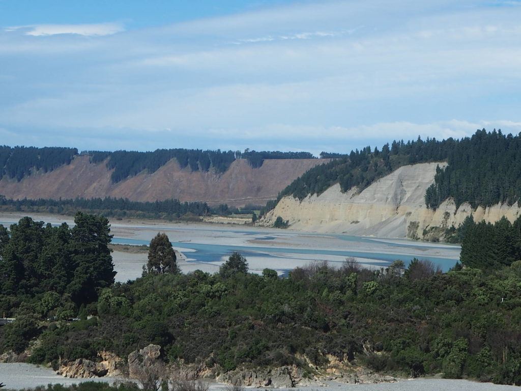 View out over to the steep sides of the gorge and Rakaia river.