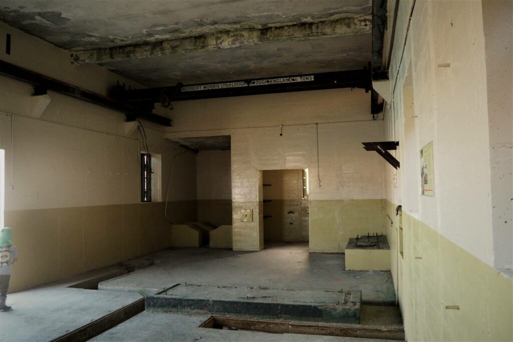 "Inside one of the old machinery buildings on Godley Head Walk"